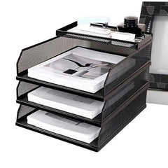 Desk Trays Metal Mesh Stackable File Desktop Organizer Document Holder Stackable Storage Rack For Students Notebook Book Drawer