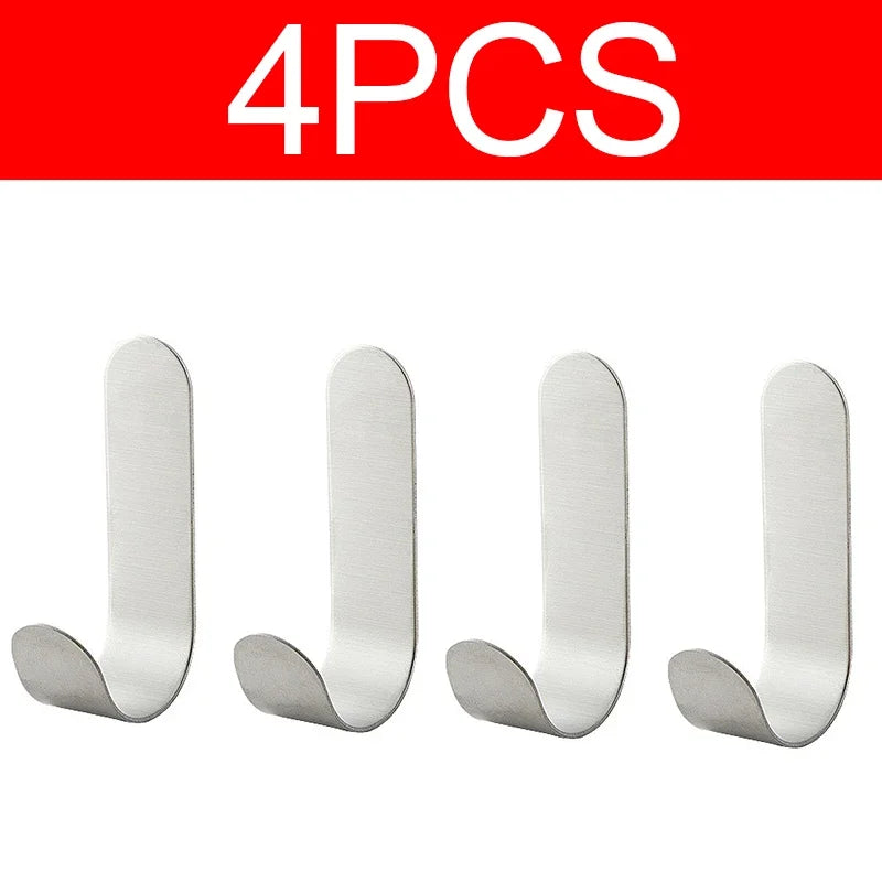 Self Adhesive Strong Wall Hooks Towel Hook Door Hanger Key Bag Coat Hook Holder Kitchen Bathroom Accessories Home Organizer