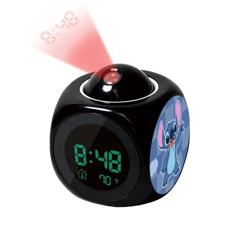 Disney Cartoon Stitch Digital Alarm Clock Lcd Projector Temperature Time Date Projection Display Desk Decoration Timer Kawaii