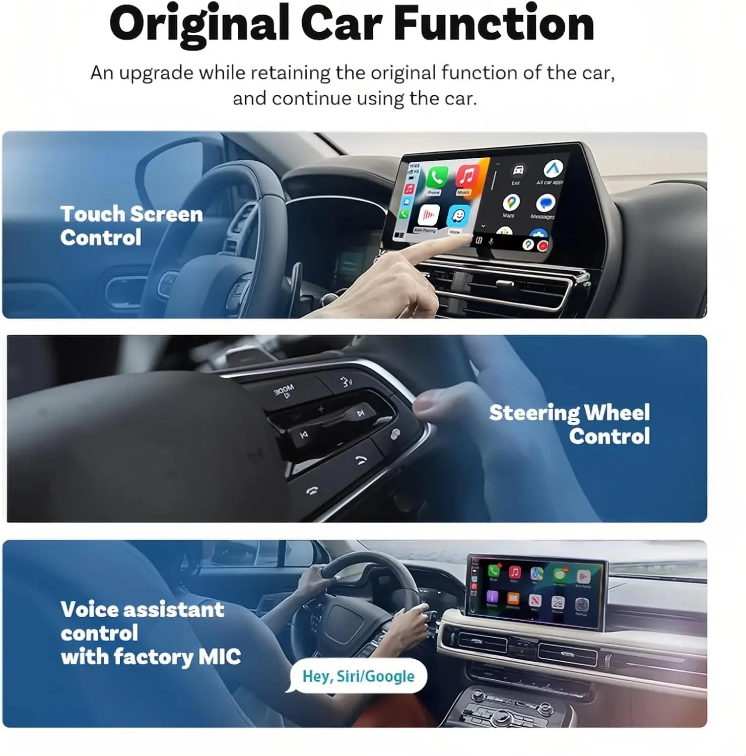 2 in 1 Wireless CarPlay Android Auto Adapter Smart USB Dongle Auto Connect Plug & Play for iPhone and Android Factory Wired Cars