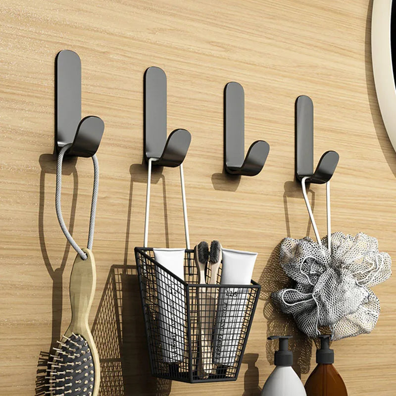 Self Adhesive Strong Wall Hooks Towel Hook Door Hanger Key Bag Coat Hook Holder Kitchen Bathroom Accessories Home Organizer