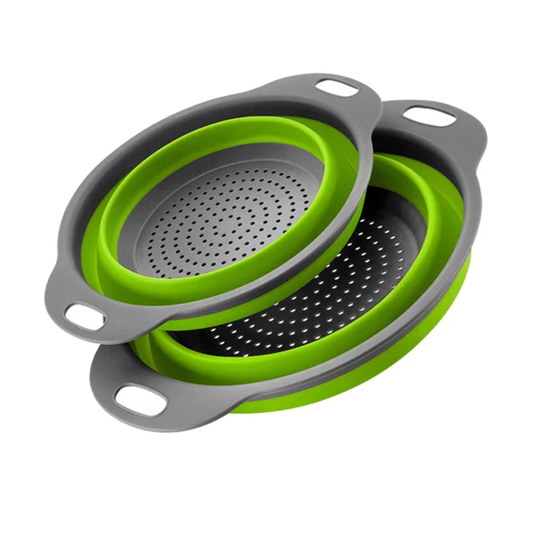 Drain Basket Silicone Vegetable Fruits Washing Drain Basket Folding Colander Strainer Collapsible Drainer Kitchen Tool Acetamide