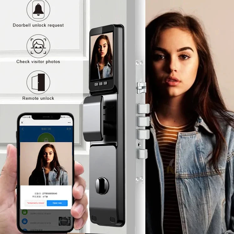 Face Smart Doorbell Lock Fingerprint Keyless Entry Door Lock Front Door Smart Lock with Code - Smart Lock with APP Control