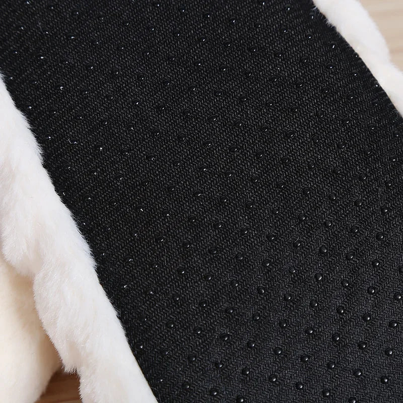 Home House Slipper Women Winter Warm Plush Thick Heart Love None Grip Soft Cute Funny Indoor Female Fluffy Floor Shoe Flat Fuzzy
