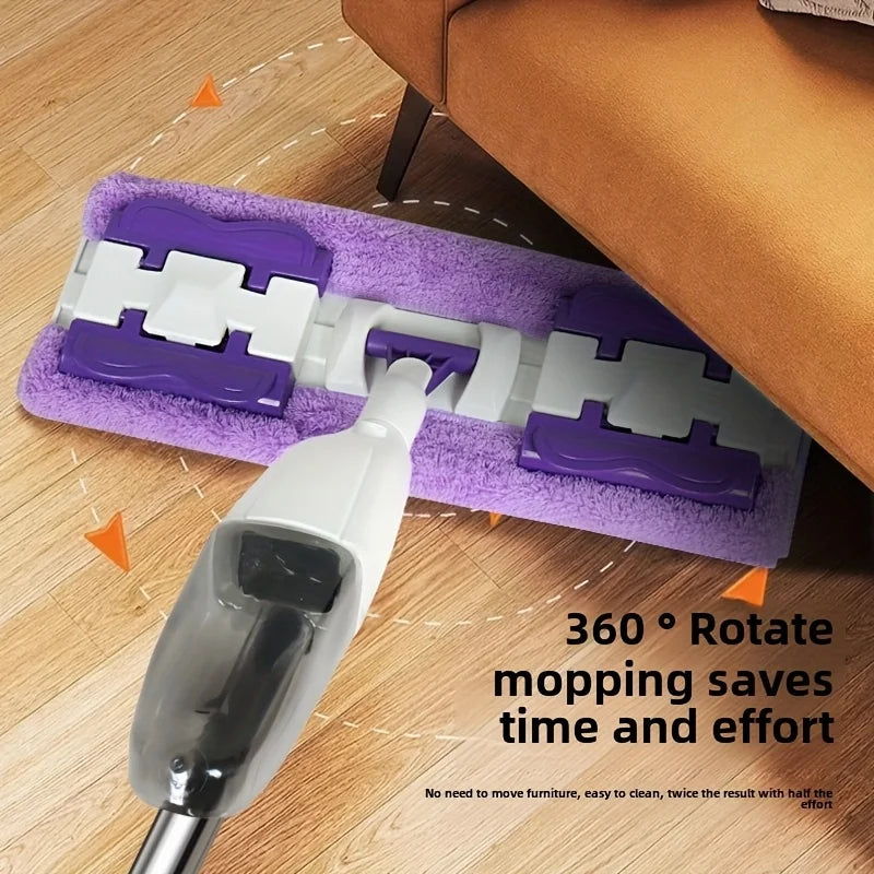 Upgrade Spray Mop Long Handle Adjustable 360° Rotating Microfiber Pads Dry&Wet Dual-use Flat Mop for Home Office Floor Cleaning