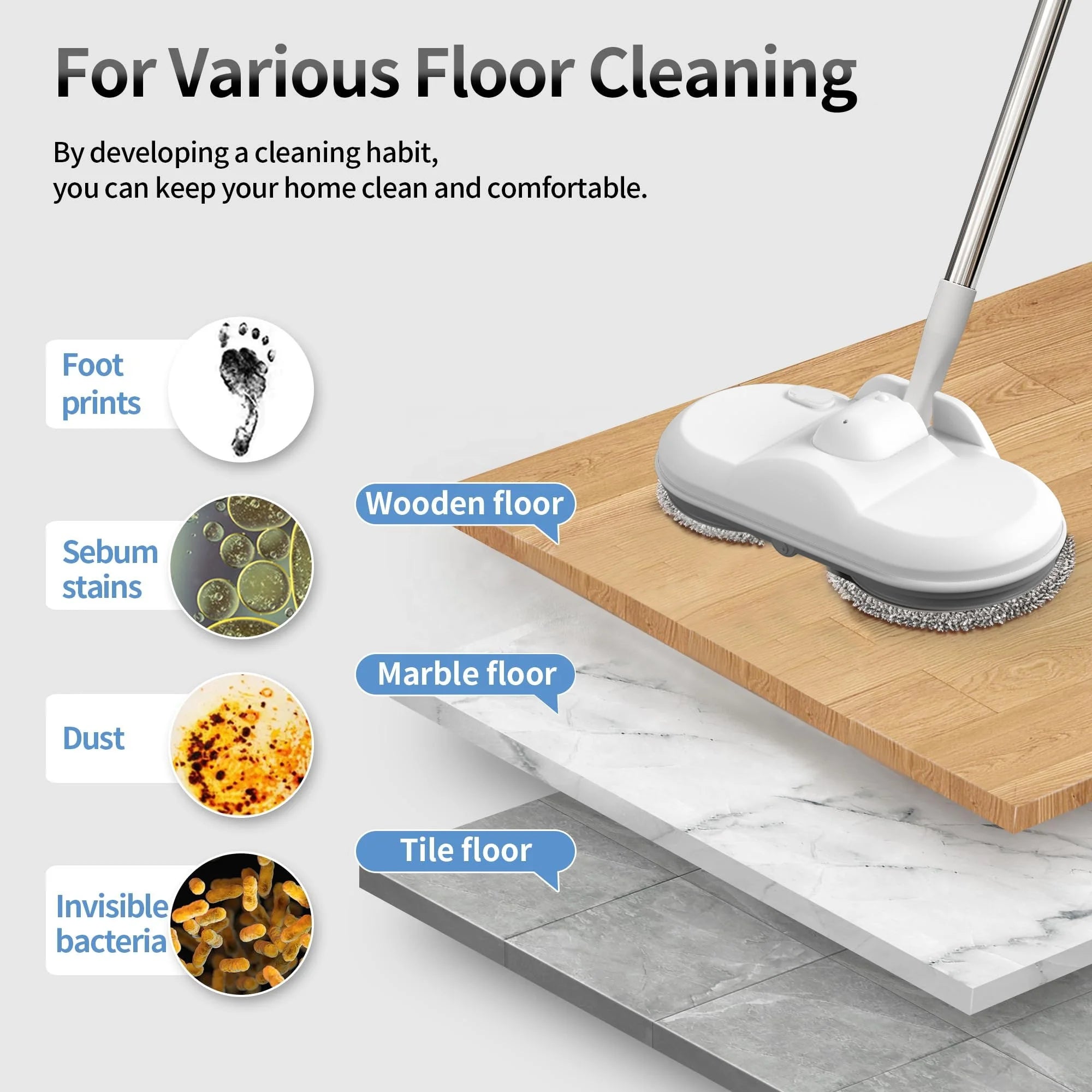 2025 Cordless Rechargeable Floor Cleaner - Electric Mop with Water Tank & Spray Function, Adjustable Rod for Deep Cleaning