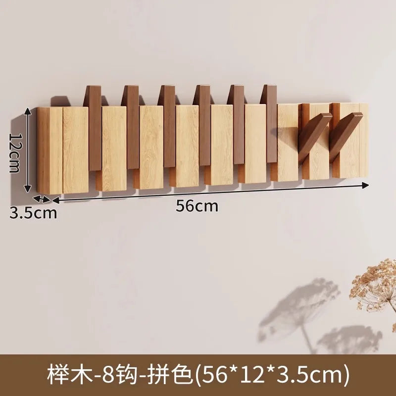 Wooden PianoKey Coat Hanger Rack - NoDrill Wall/Door Mount Entryway Hooks - Creative Wooden Hanging Organizer for Clothes & Keys