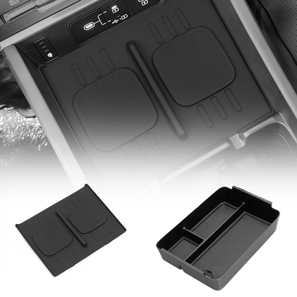 Car Wireless Charging Silicone Pad Armrest Storage Box For Hyundai For Santa For Fe Interior Storage Center Console Organizer