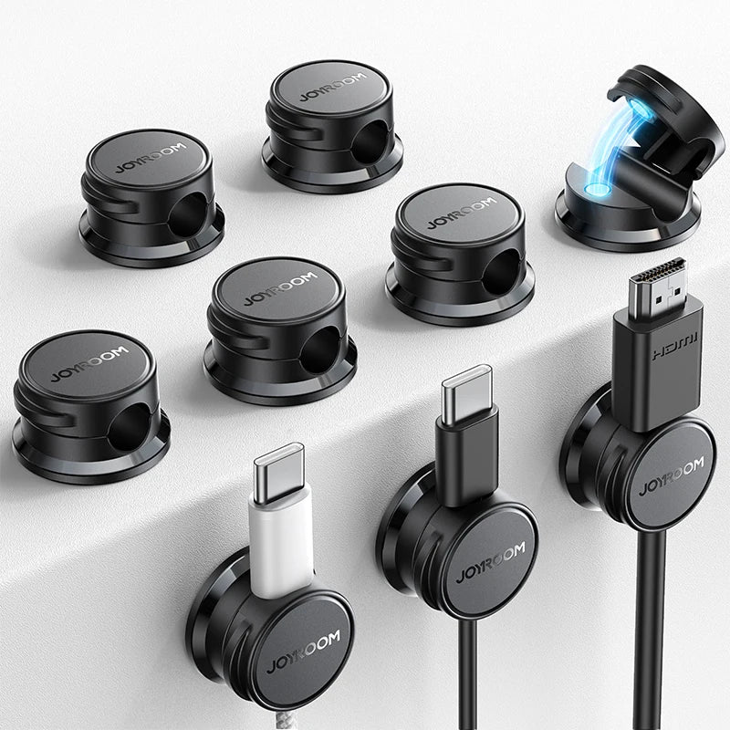 Joyroom 9 Pcs Cable Management Cord Organizer Magnetic Cable Clips Adhesive Wire Holder Keeper Under Desk Cord Hider JR-ZS468