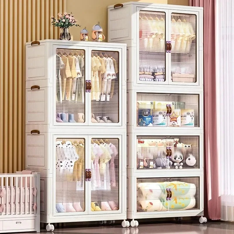 Baby’s Bedroom Closets Wardrobe Clothes Folding Bins Transparent Visual Cabinets Stable Load-bearing Clothes Organizer Rack