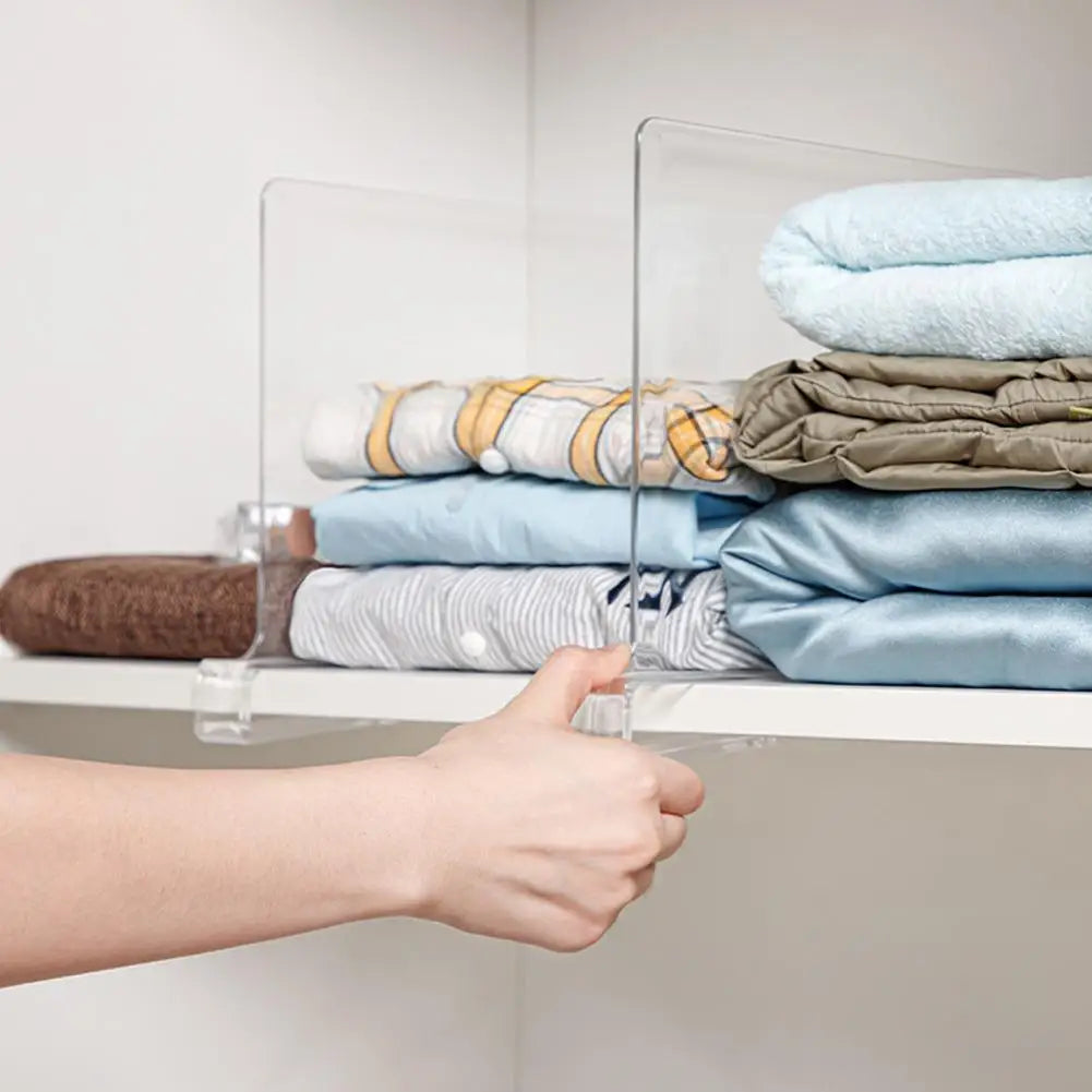 No Drill Shelf Divider Acrylic Clear Closet Organizer Plate Wardrobe Storage Partition Adjustable Drawer Dividers Home Organizer