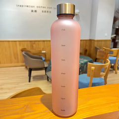 1L Water Bottle With Time Marker Motivational Reusable Fitness Sports Outdoors Travel Leakproof Free Frosted Plastic