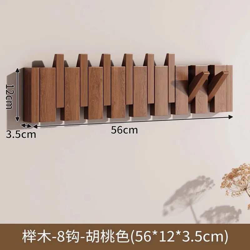 Wooden PianoKey Coat Hanger Rack - NoDrill Wall/Door Mount Entryway Hooks - Creative Wooden Hanging Organizer for Clothes & Keys