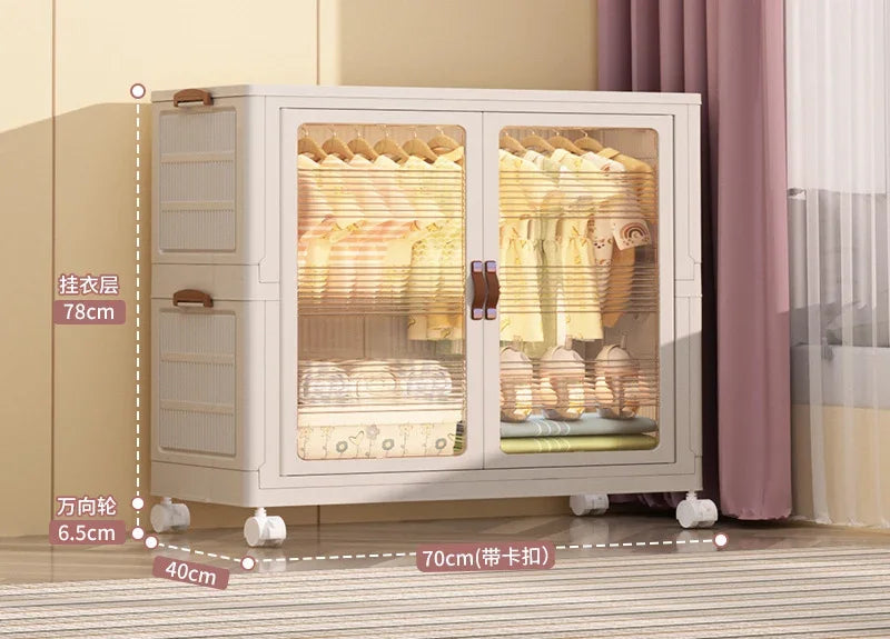 Baby’s Bedroom Closets Wardrobe Clothes Folding Bins Transparent Visual Cabinets Stable Load-bearing Clothes Organizer Rack
