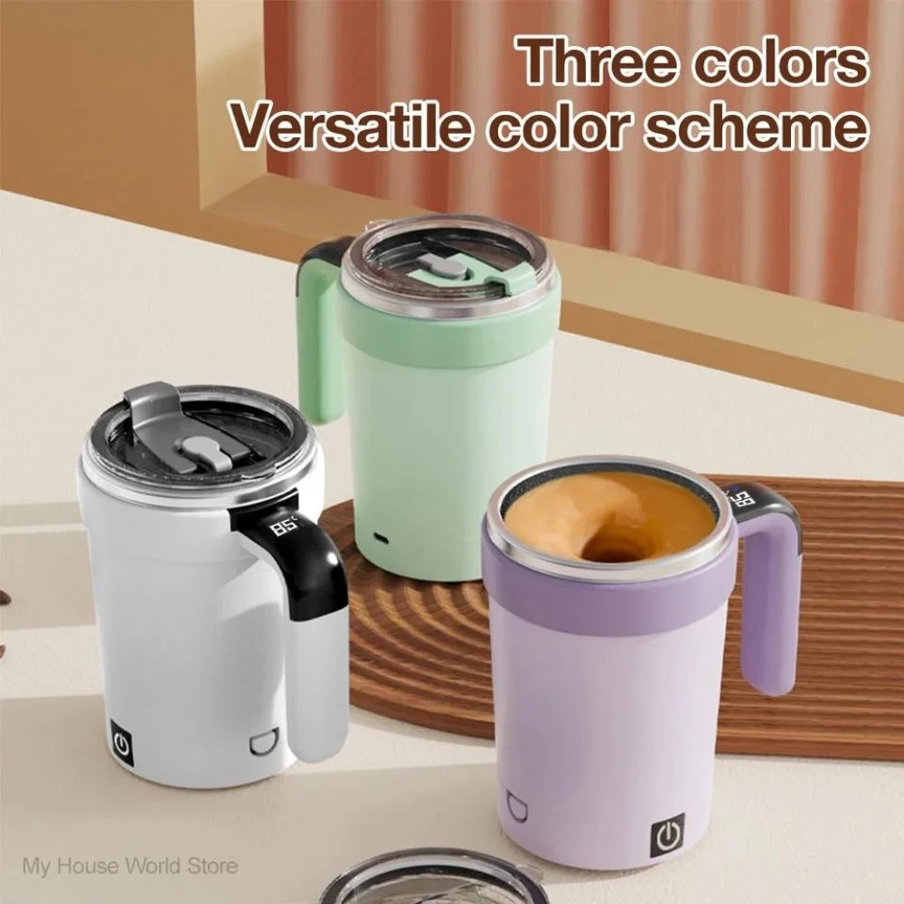 Automatic Stirring Cup Rechargeable Magnetic Mixer Electric Stirring Mugs Stainless Steel Coffee Mug Rotating Magnetic Tumbler