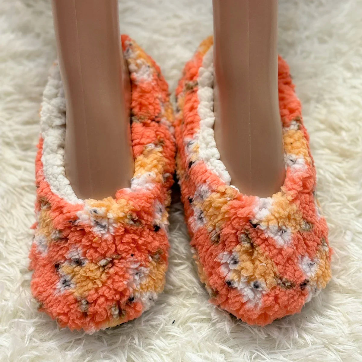 Home House Slipper Women Winter Warm Plush Thick Heart Love None Grip Soft Cute Funny Indoor Female Fluffy Floor Shoe Flat Fuzzy