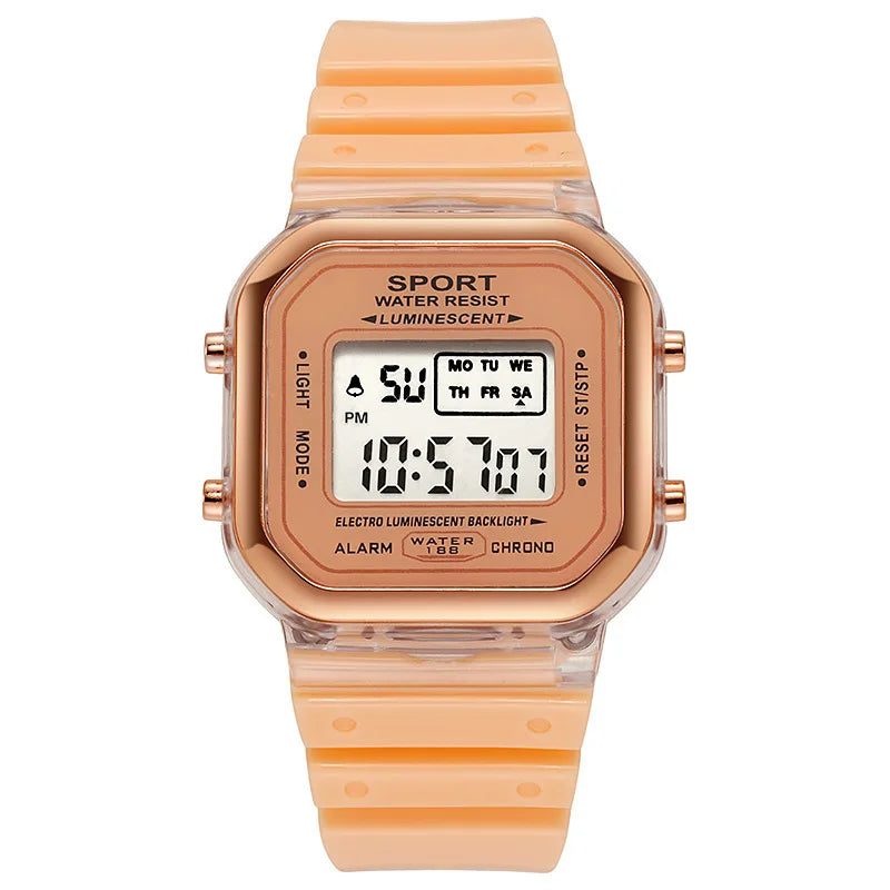 Fashion LED Electronic Watch Brand Student Transparent Candy Multicolor Ladies Sports Waterproof Wirstwatch Clock Gift Relógio