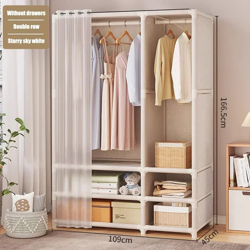 Home Furniture Simple Wardrobe Storage Closet Cabinet Large Capacity Durable Clothe Cabinetdustproof And Economical Wardrobe Bed