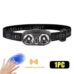 Portable XPE+LED Motion Sensor Headlight Rechargeable HeadLamp Flashlight Front Light for Camping Hiking Emergency Lantern Torch