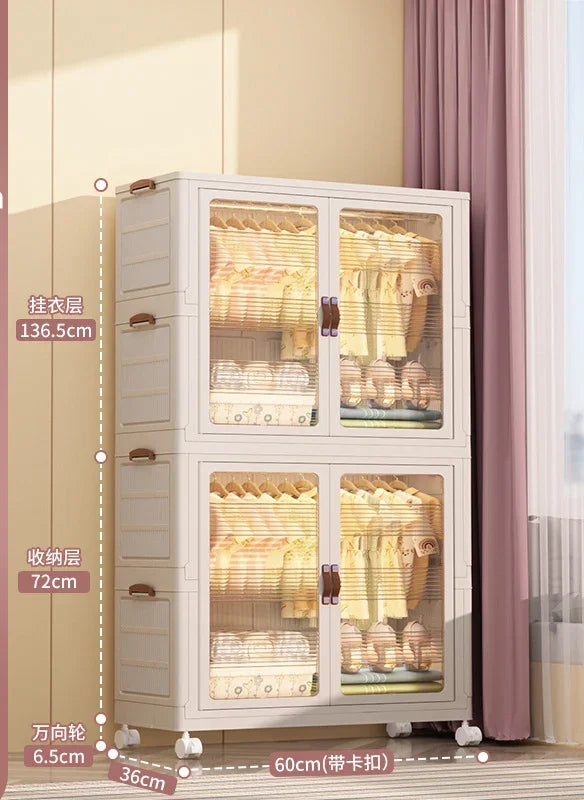 Baby’s Bedroom Closets Wardrobe Clothes Folding Bins Transparent Visual Cabinets Stable Load-bearing Clothes Organizer Rack