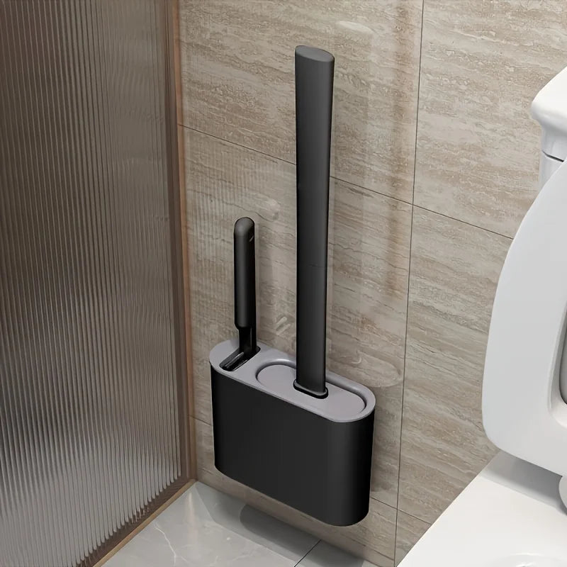 3-in-1 Silicone Toilet Brush With Wallmounted Storage Holder Flathead Design For Bathroom Kitchen Easyhang Organizer Bathroom Cl