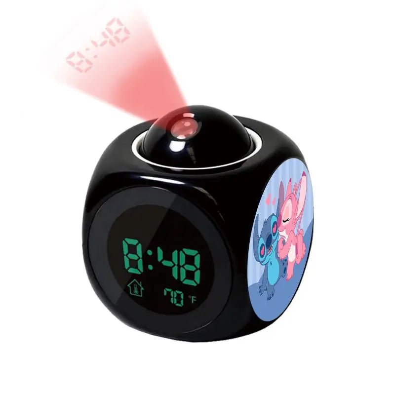 Disney Cartoon Stitch Digital Alarm Clock Lcd Projector Temperature Time Date Projection Display Desk Decoration Timer Kawaii