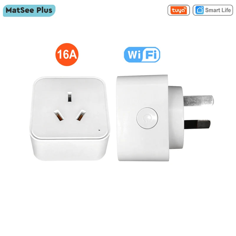 AU New Zealand Plug Tuya Smart WiFi 16A  APP Monitor Power Consumption Timing Remote Control ON OFF Works with Google Home Alexa