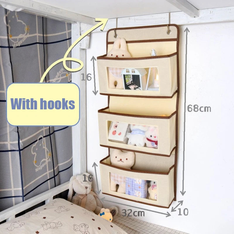 Dorm Bed Hook Hanging Storage Bag No Drill Under Bed Headboard Organizer Bedroom Bedside Rack For Student Dormitory Home Use