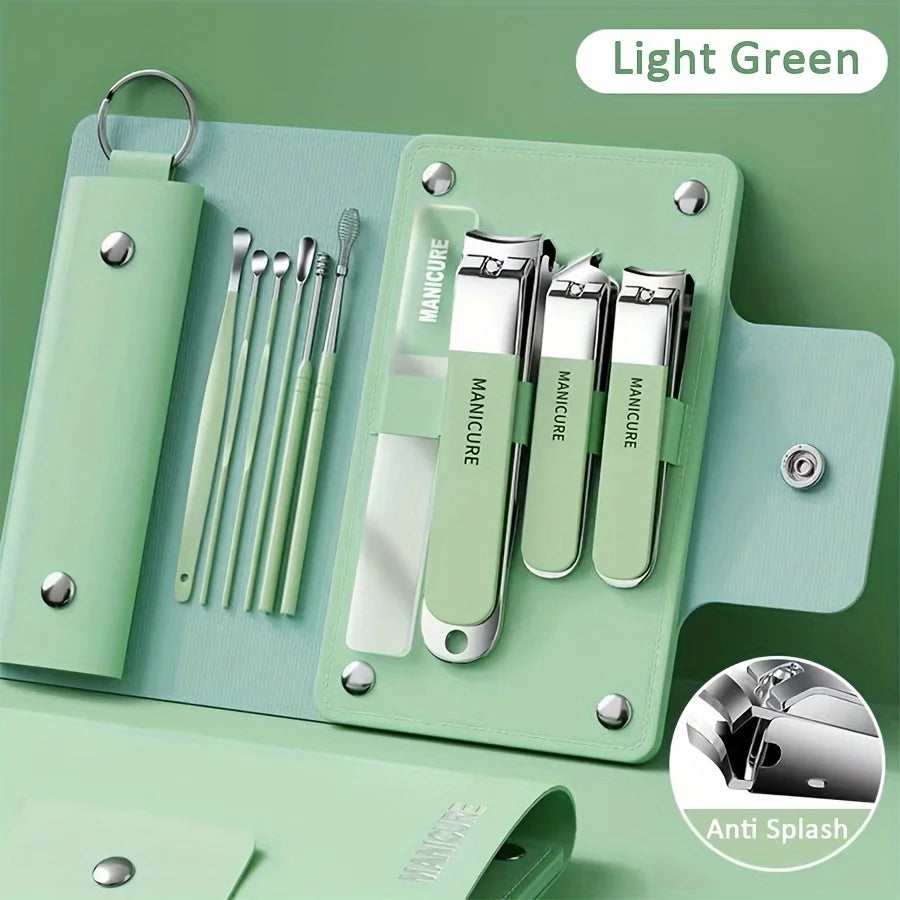 6-9 Pcs Manicure Set With Leather Case Professional Foot And Face Care Tool Kits Stainless Steel Nail Clipper Sets Gift