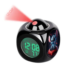 Disney Cartoon Stitch Digital Alarm Clock Lcd Projector Temperature Time Date Projection Display Desk Decoration Timer Kawaii