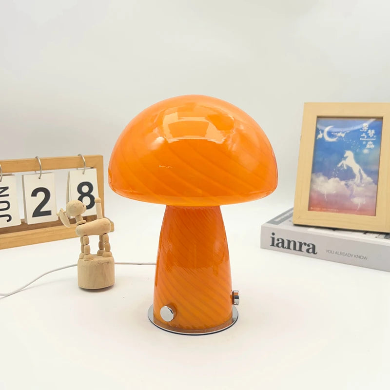 Nordic Vintage High Appearance Level Mushroom Table Lamp Girls Ambient Light for Bedroom Bedside Plug in Creative Reading Night