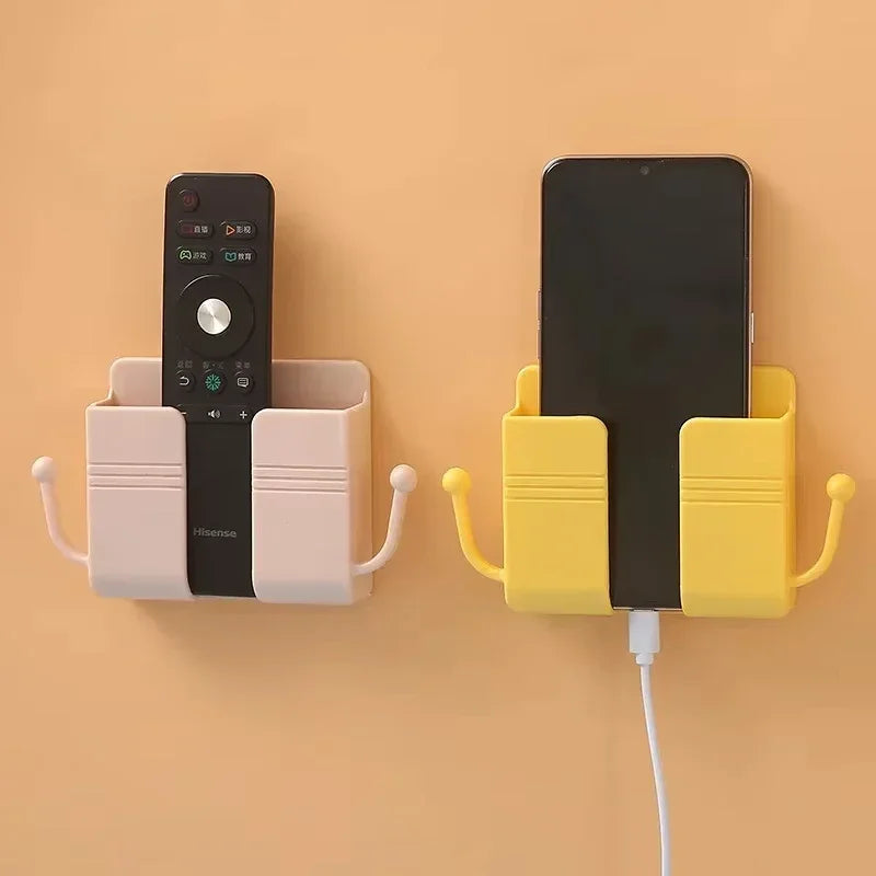 1pc Wall Mount Phone Holder Self-Adhesive Wall Organizer Storage Box Plastic Charging Phone Stand Brackets No Punching Holders