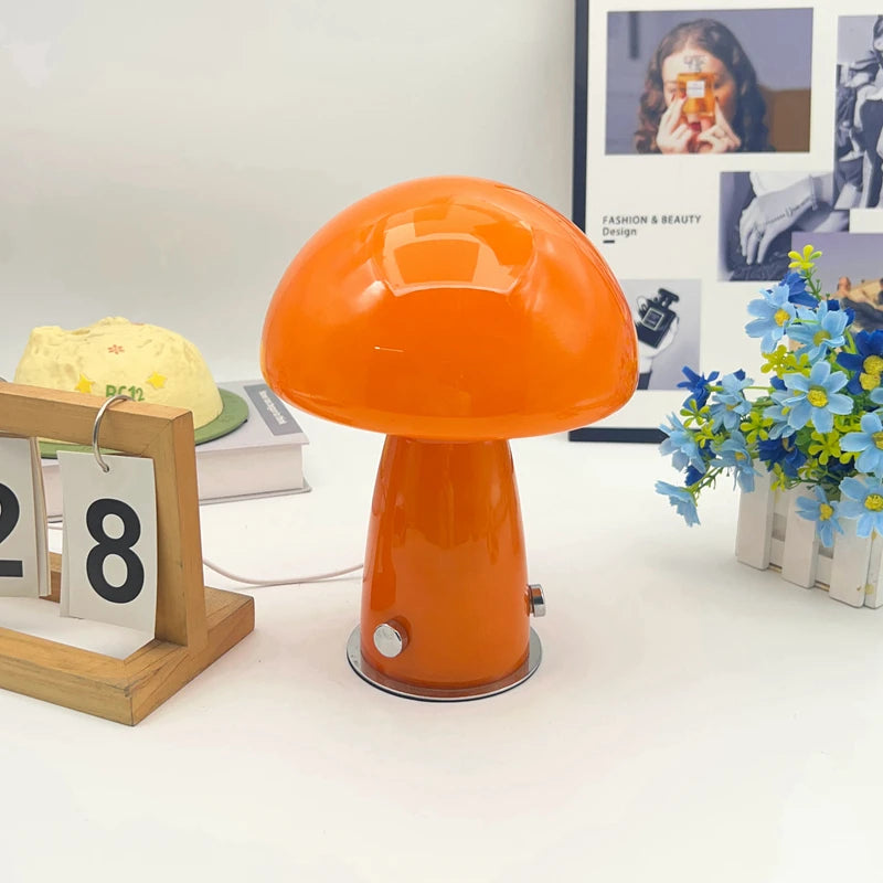 Nordic Vintage High Appearance Level Mushroom Table Lamp Girls Ambient Light for Bedroom Bedside Plug in Creative Reading Night