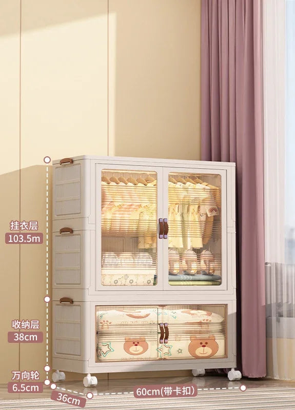 Baby’s Bedroom Closets Wardrobe Clothes Folding Bins Transparent Visual Cabinets Stable Load-bearing Clothes Organizer Rack