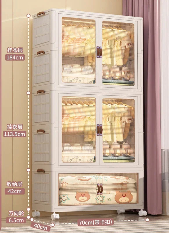 Baby’s Bedroom Closets Wardrobe Clothes Folding Bins Transparent Visual Cabinets Stable Load-bearing Clothes Organizer Rack