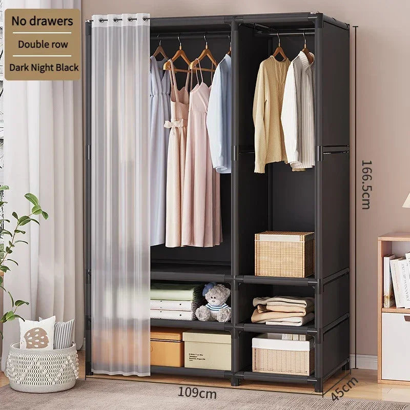 Home Furniture Simple Wardrobe Storage Closet Cabinet Large Capacity Durable Clothe Cabinetdustproof And Economical Wardrobe Bed