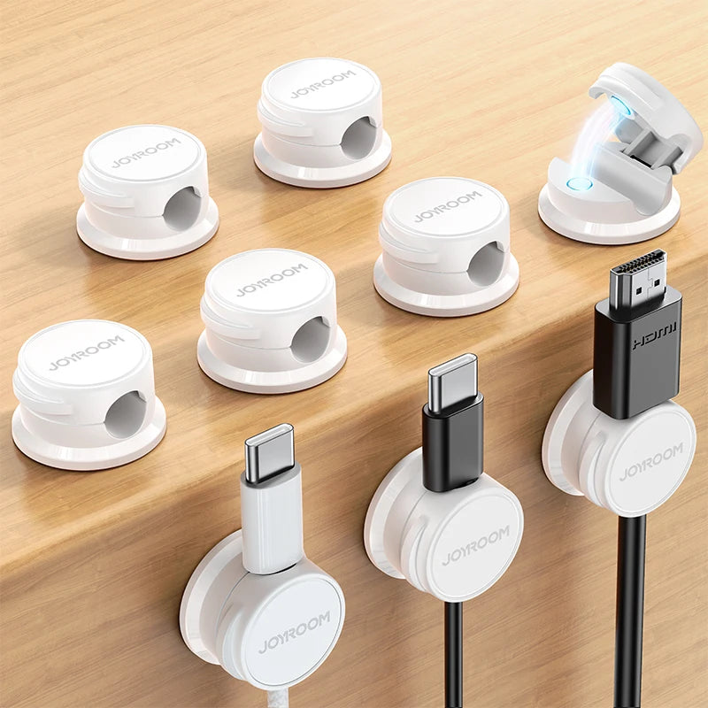 Joyroom 9 Pcs Cable Management Cord Organizer Magnetic Cable Clips Adhesive Wire Holder Keeper Under Desk Cord Hider JR-ZS468