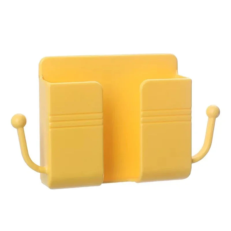 1pc Wall Mount Phone Holder Self-Adhesive Wall Organizer Storage Box Plastic Charging Phone Stand Brackets No Punching Holders