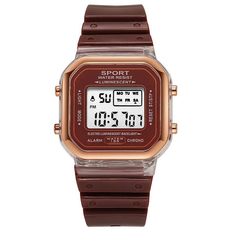 Fashion LED Electronic Watch Brand Student Transparent Candy Multicolor Ladies Sports Waterproof Wirstwatch Clock Gift Relógio