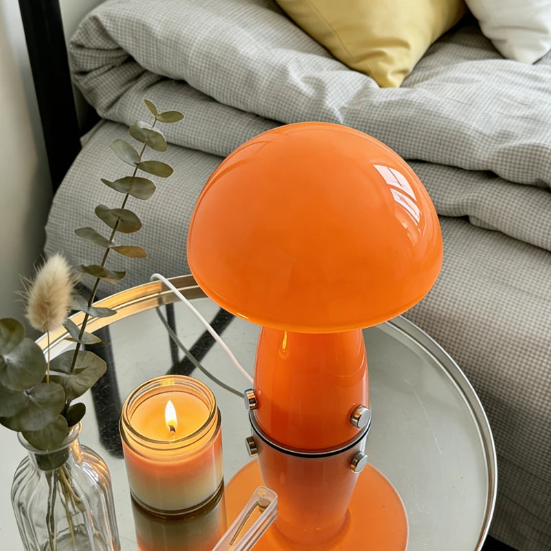 Nordic Vintage High Appearance Level Mushroom Table Lamp Girls Ambient Light for Bedroom Bedside Plug in Creative Reading Night