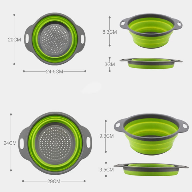 Drain Basket Silicone Vegetable Fruits Washing Drain Basket Folding Colander Strainer Collapsible Drainer Kitchen Tool Acetamide