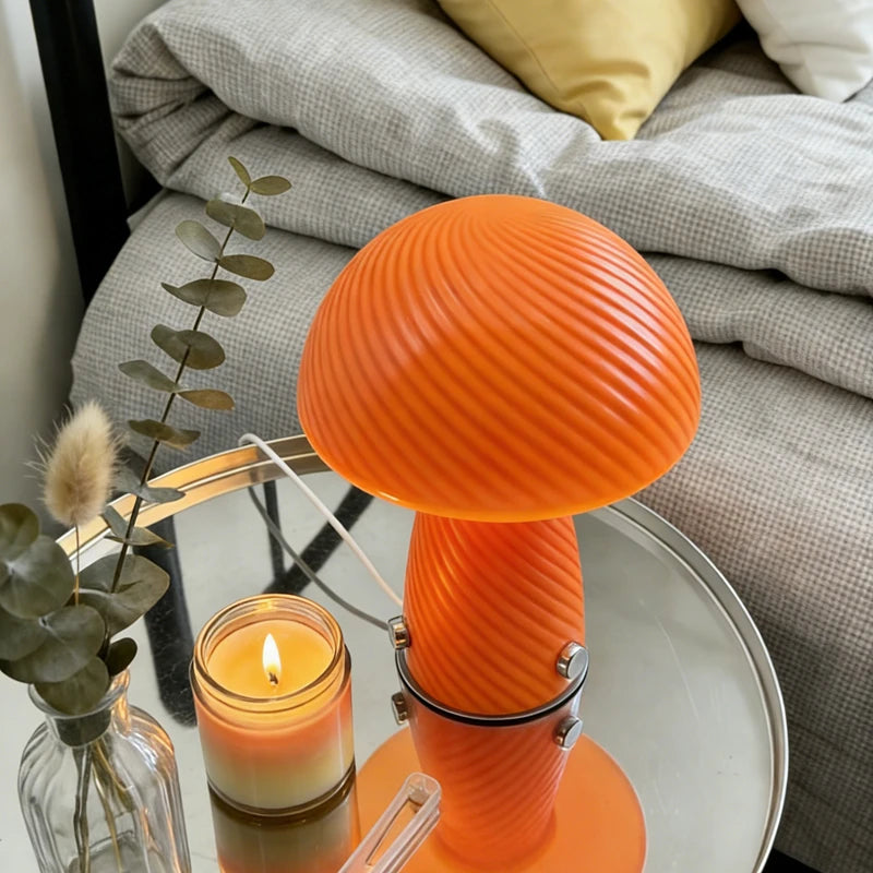 Nordic Vintage High Appearance Level Mushroom Table Lamp Girls Ambient Light for Bedroom Bedside Plug in Creative Reading Night