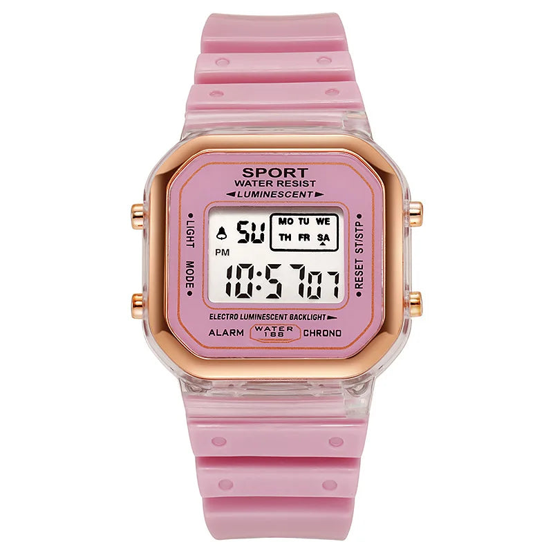 Fashion LED Electronic Watch Brand Student Transparent Candy Multicolor Ladies Sports Waterproof Wirstwatch Clock Gift Relógio