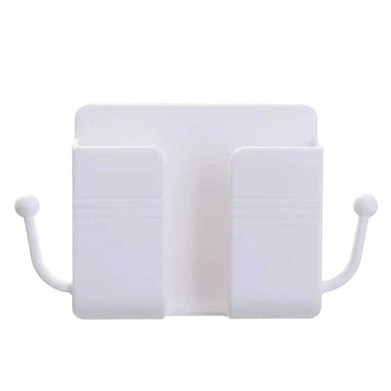 1pc Wall Mount Phone Holder Self-Adhesive Wall Organizer Storage Box Plastic Charging Phone Stand Brackets No Punching Holders