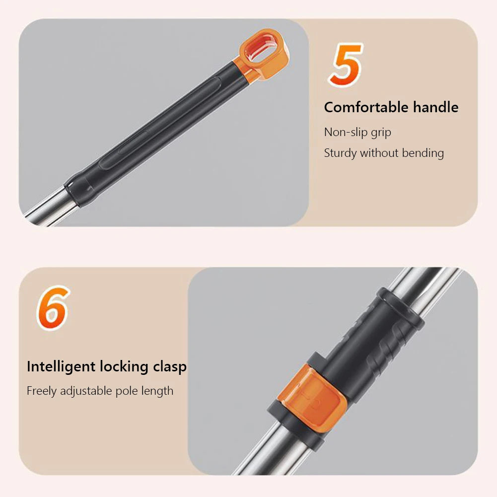 Spin Mop Bucket with 6 Extra Refills Heads Extended Handle Floor Cleaner Household Cleaning Automatic Spin Mop for Home Cleaning