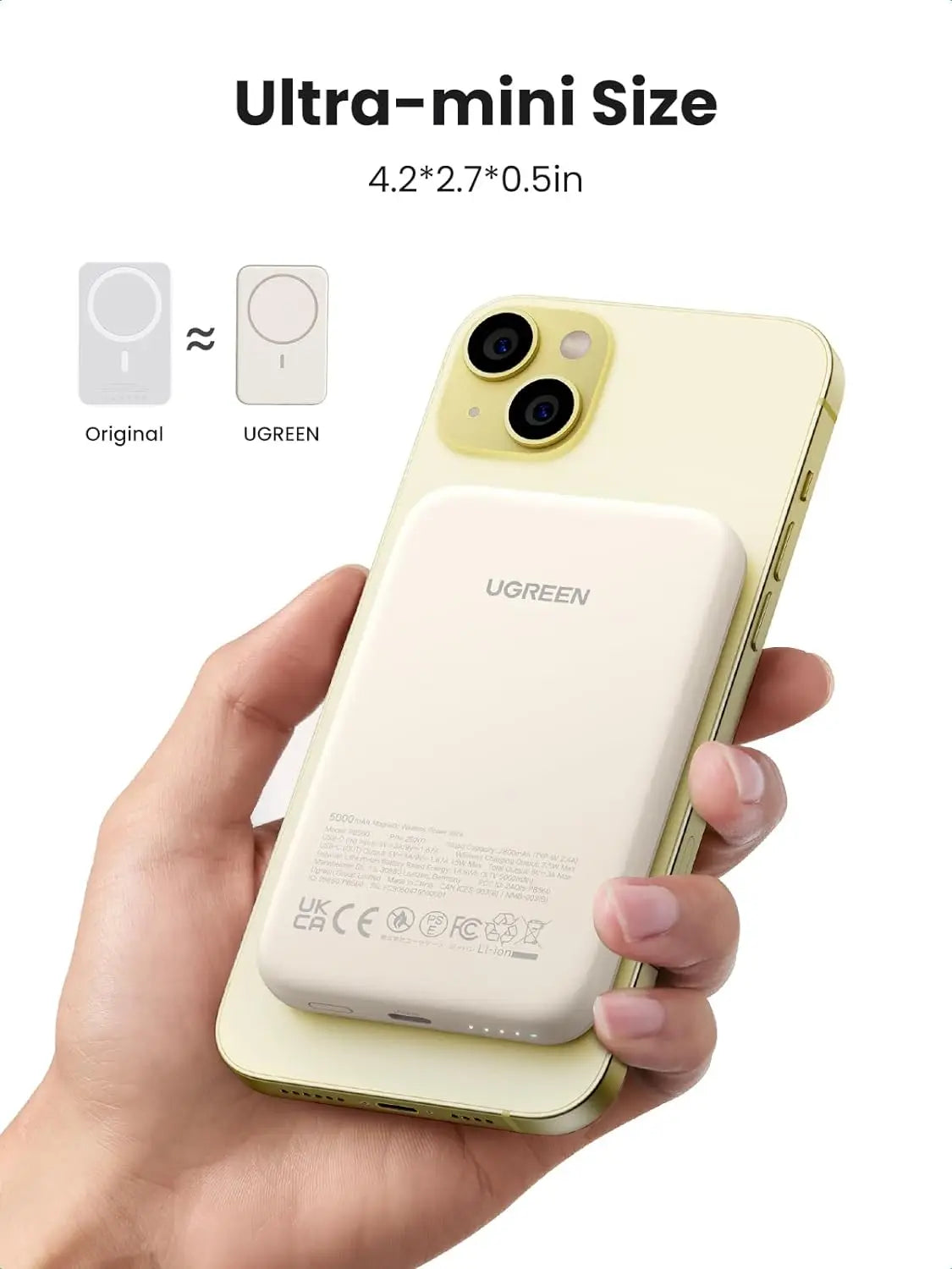 UGREEN PB560 Power Bank 5000mAh Magnetic Power Bank Slim 15W Wireless Portable Charger Battery Pack for iPhone 15 16