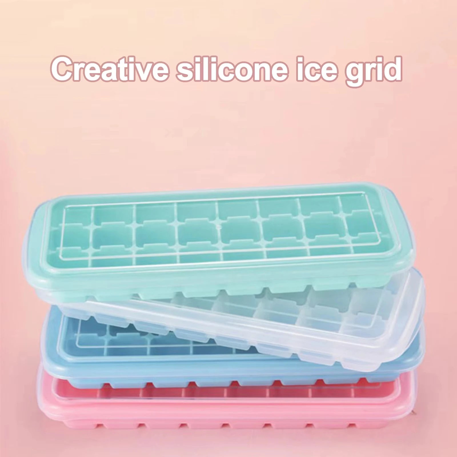 Silicone Ice Cubes Tray with Lid 24 Cubes Jelly Maker frozen Molds Easy-Release for Whisky Cocktail Cola Baby Food and Drinks
