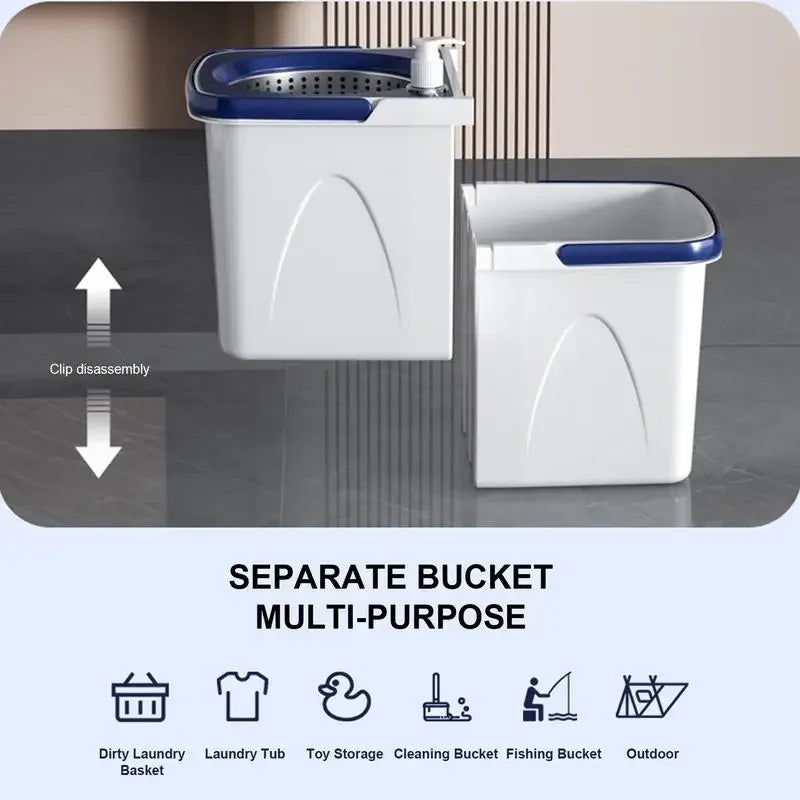 Mop And Bucket Set With Wringer Adjustable Handle Spinner Detachable Mop Bucket Set Wet Dry Floor Cleaning System Labor-Saving