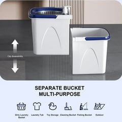 Mop And Bucket Set With Wringer Adjustable Handle Spinner Detachable Mop Bucket Set Wet Dry Floor Cleaning System Labor-Saving