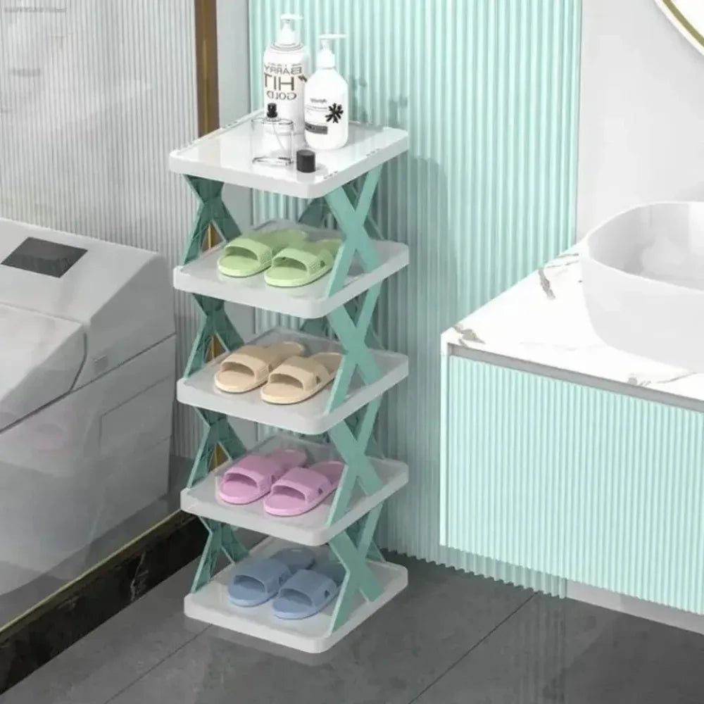 Detachable Folding Shoe Racks Plastic Space Saving Multi Layer Simple Shoes Shelf Dustproof Removable Color Shoe Cabinet